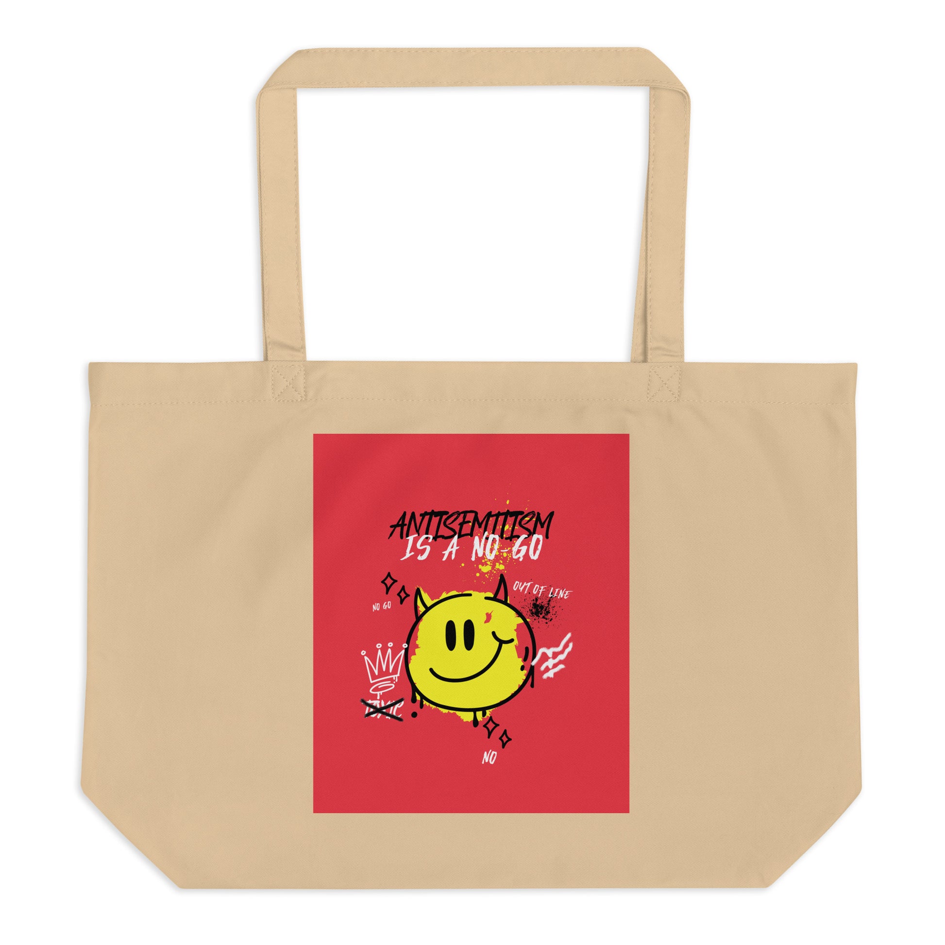 No Go Graffiti Doodle | Antisemitism | Large Organic Tote Bag
