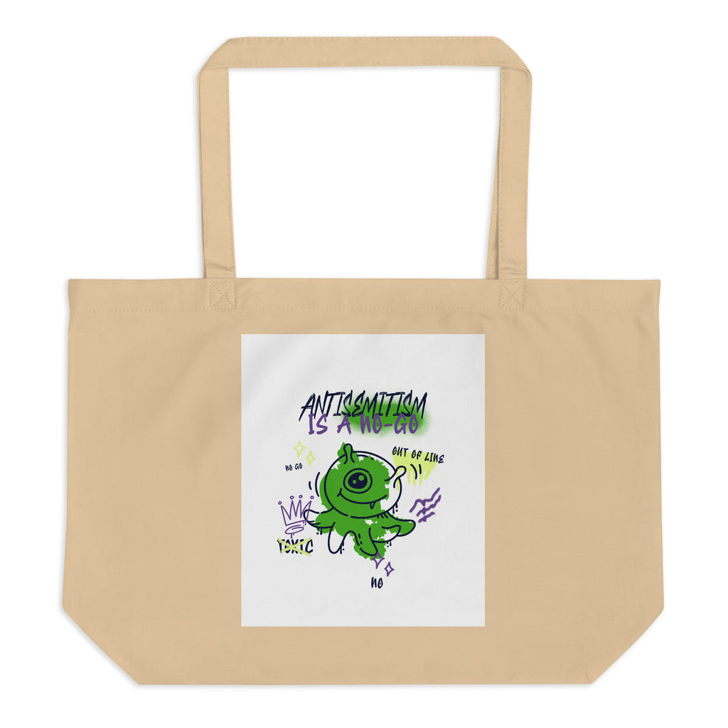 No Go Graffiti Doodle | Antisemitism | Large Organic Tote Bag