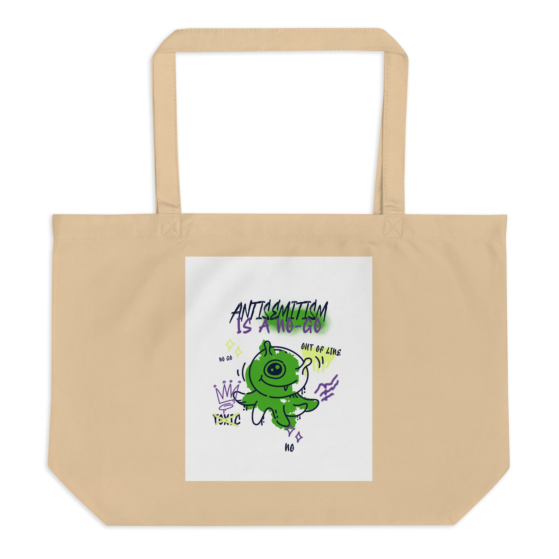 No Go Graffiti Doodle | Antisemitism | Large Organic Tote Bag