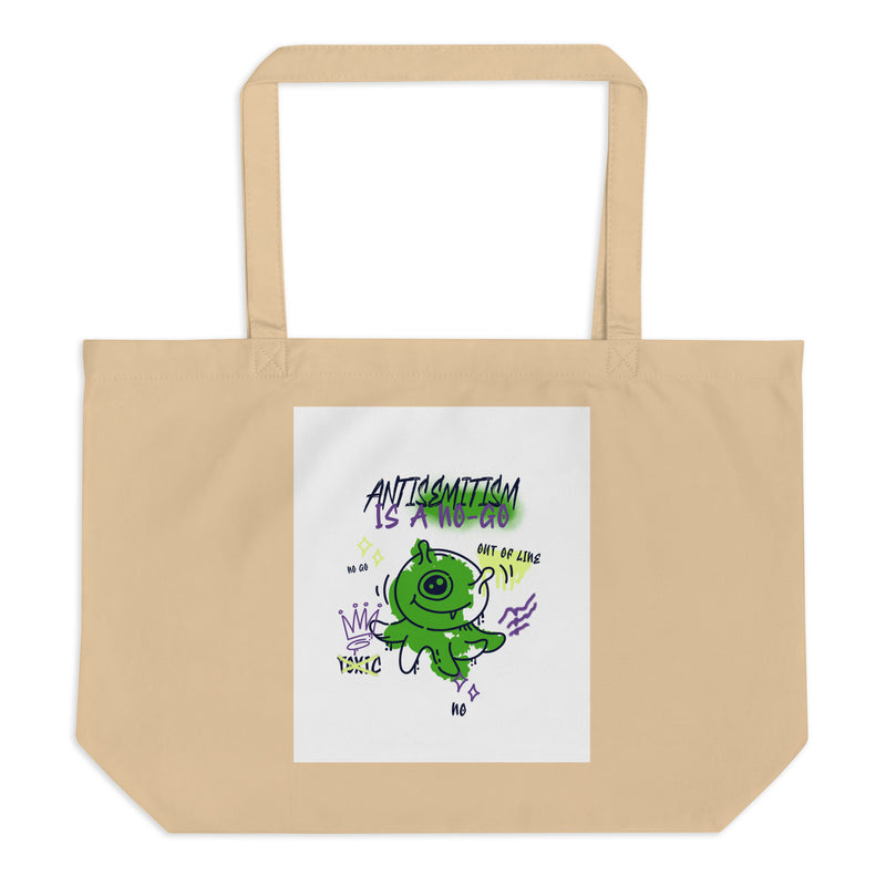 No Go Graffiti Doodle | Antisemitism | Large Organic Tote Bag