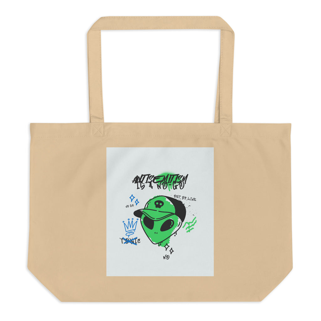 No Go Graffiti Doodle | Antisemitism | Large Organic Tote Bag