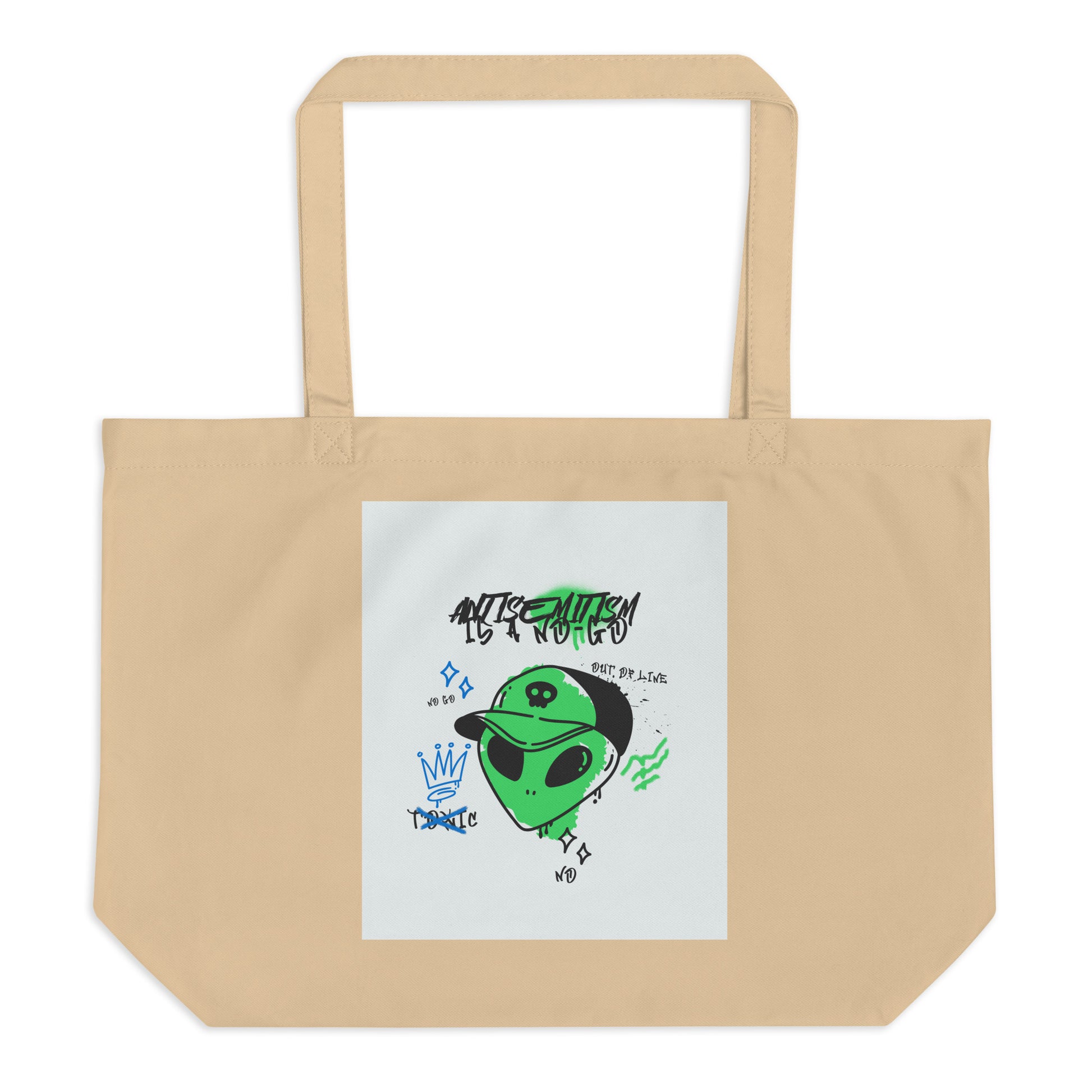 No Go Graffiti Doodle | Antisemitism | Large Organic Tote Bag