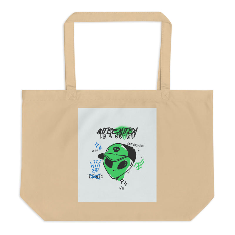 No Go Graffiti Doodle | Antisemitism | Large Organic Tote Bag