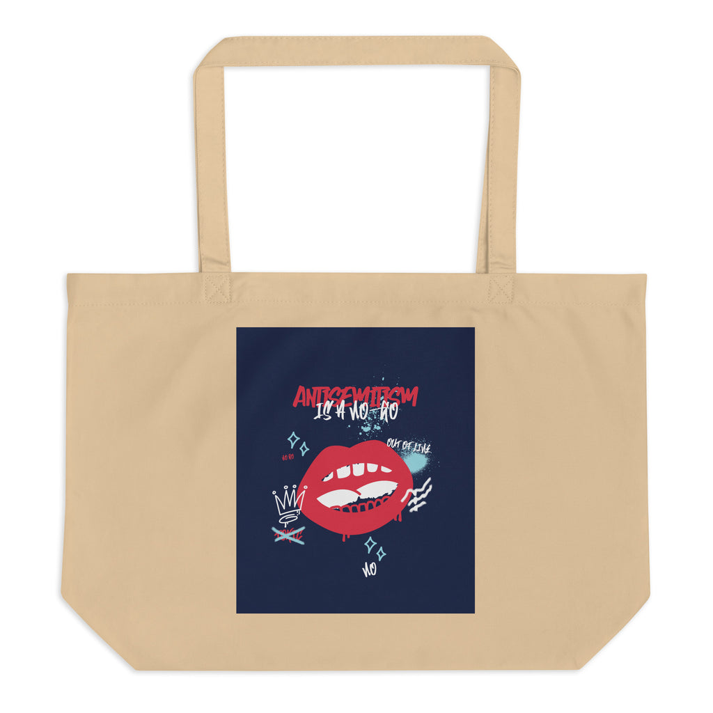No Go Graffiti Doodle | Antisemitism | Large Organic Tote Bag