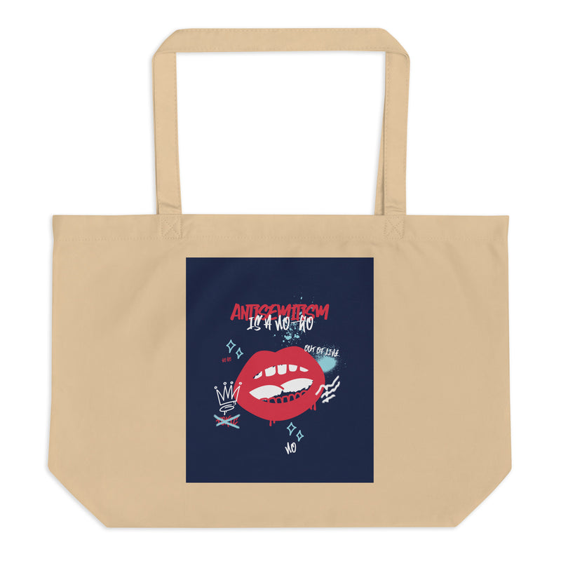 No Go Graffiti Doodle | Antisemitism | Large Organic Tote Bag