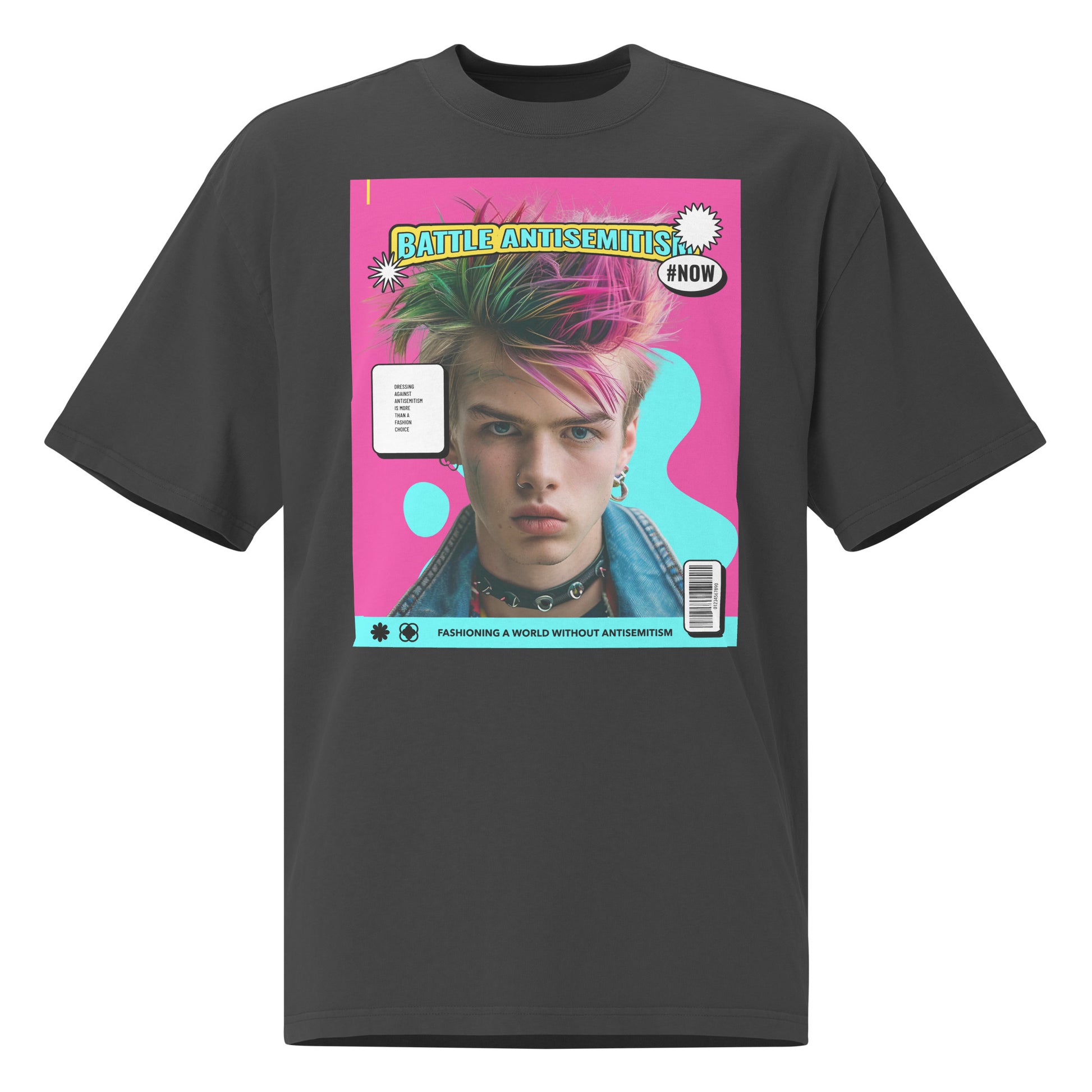 80's Fashion Trend | Battle Antisemitism  | Unisex Oversized Faded T-Shirt