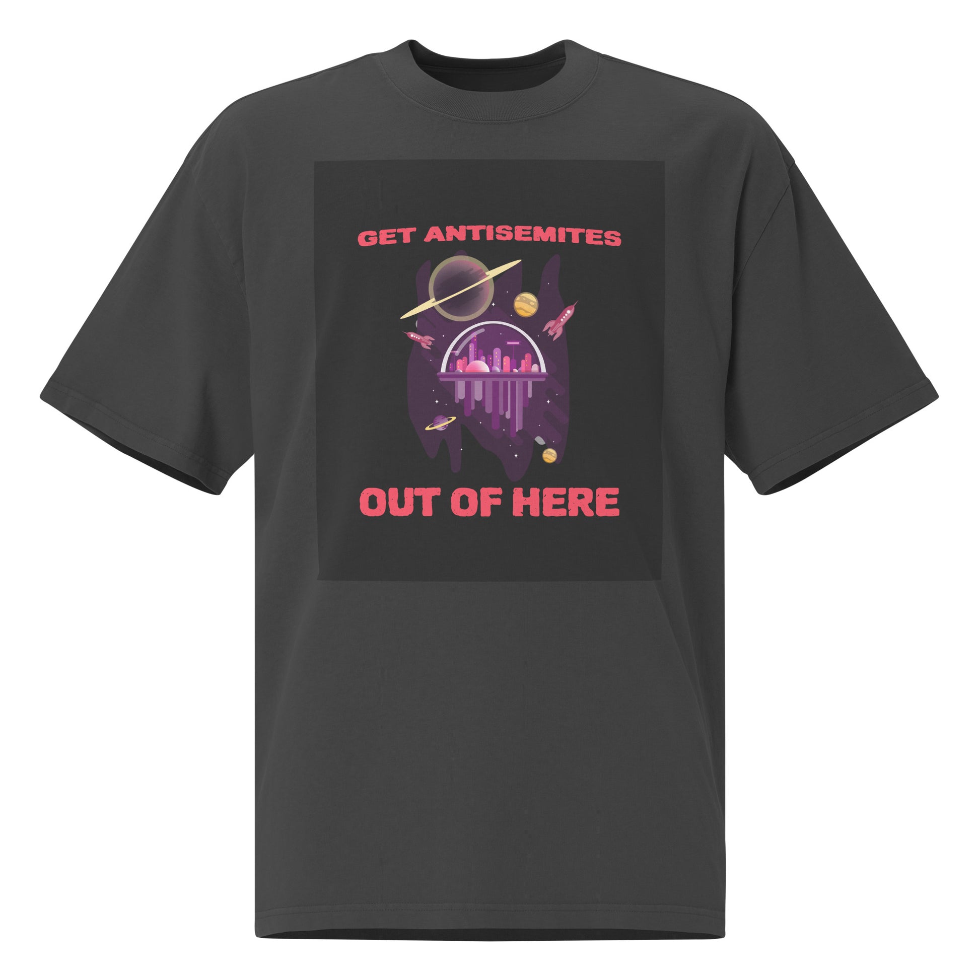 Get Alien Out | Antisemitism | Unisex Oversized Faded T-Shirt
