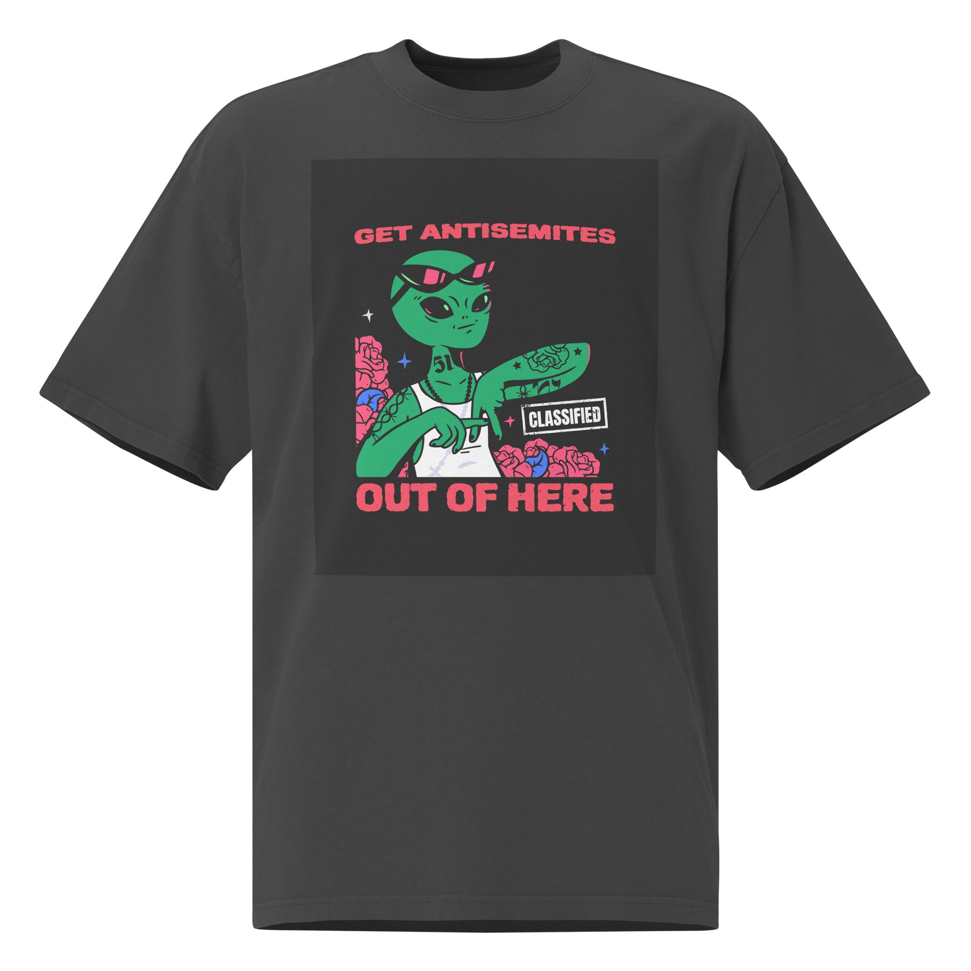 Get Alien Out | Antisemitism | Unisex Oversized Faded T-Shirt