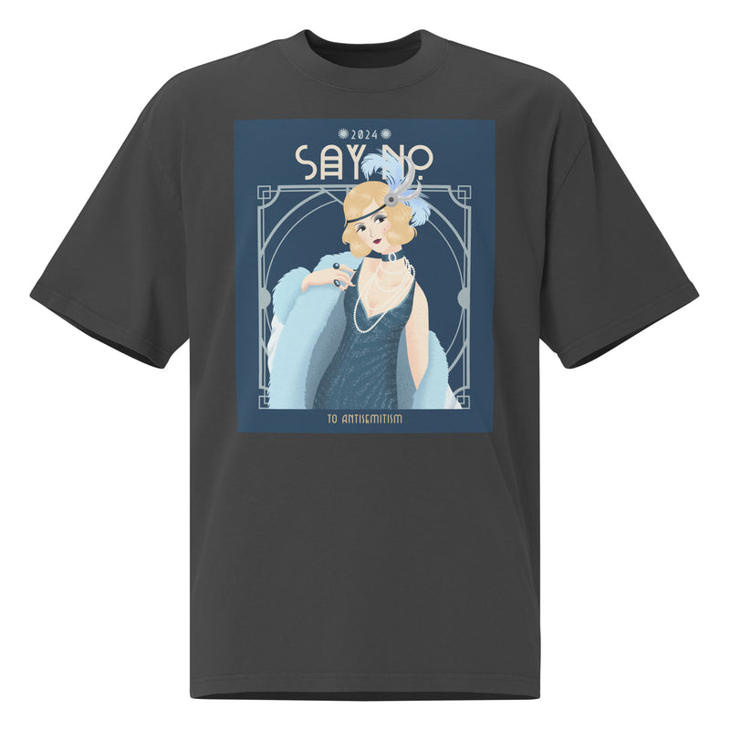 Art Deco Love Story | No Antisemitism | Unisex Oversized Faded T-Shirt