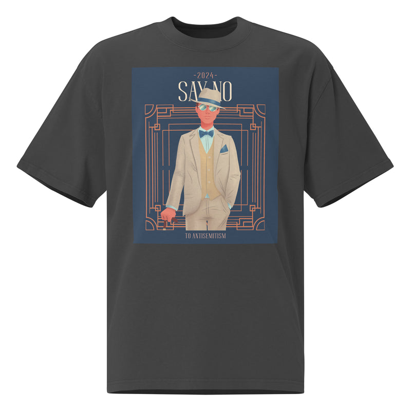 Art Deco Love Story | No Antisemitism | Unisex Oversized Faded T-Shirt