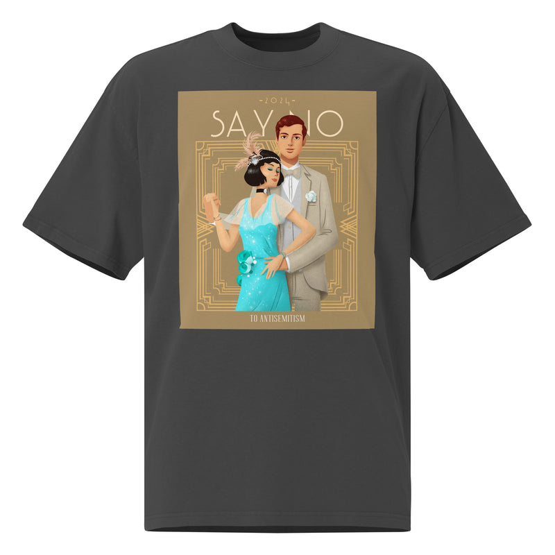 Art Deco Love Story | No Antisemitism | Unisex Oversized Faded T-Shirt