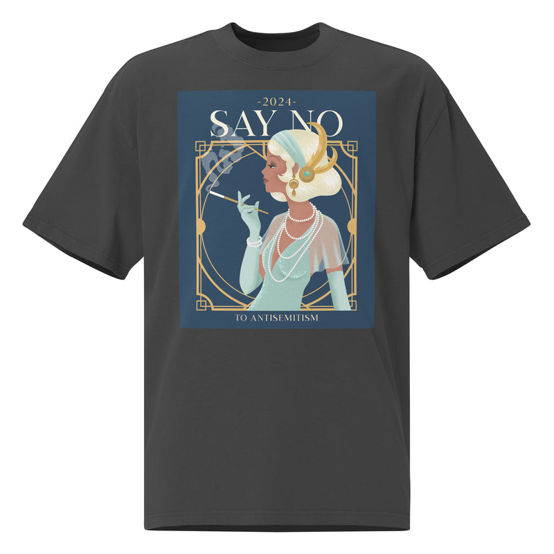 Art Deco Love Story | No Antisemitism | Unisex Oversized Faded T-Shirt