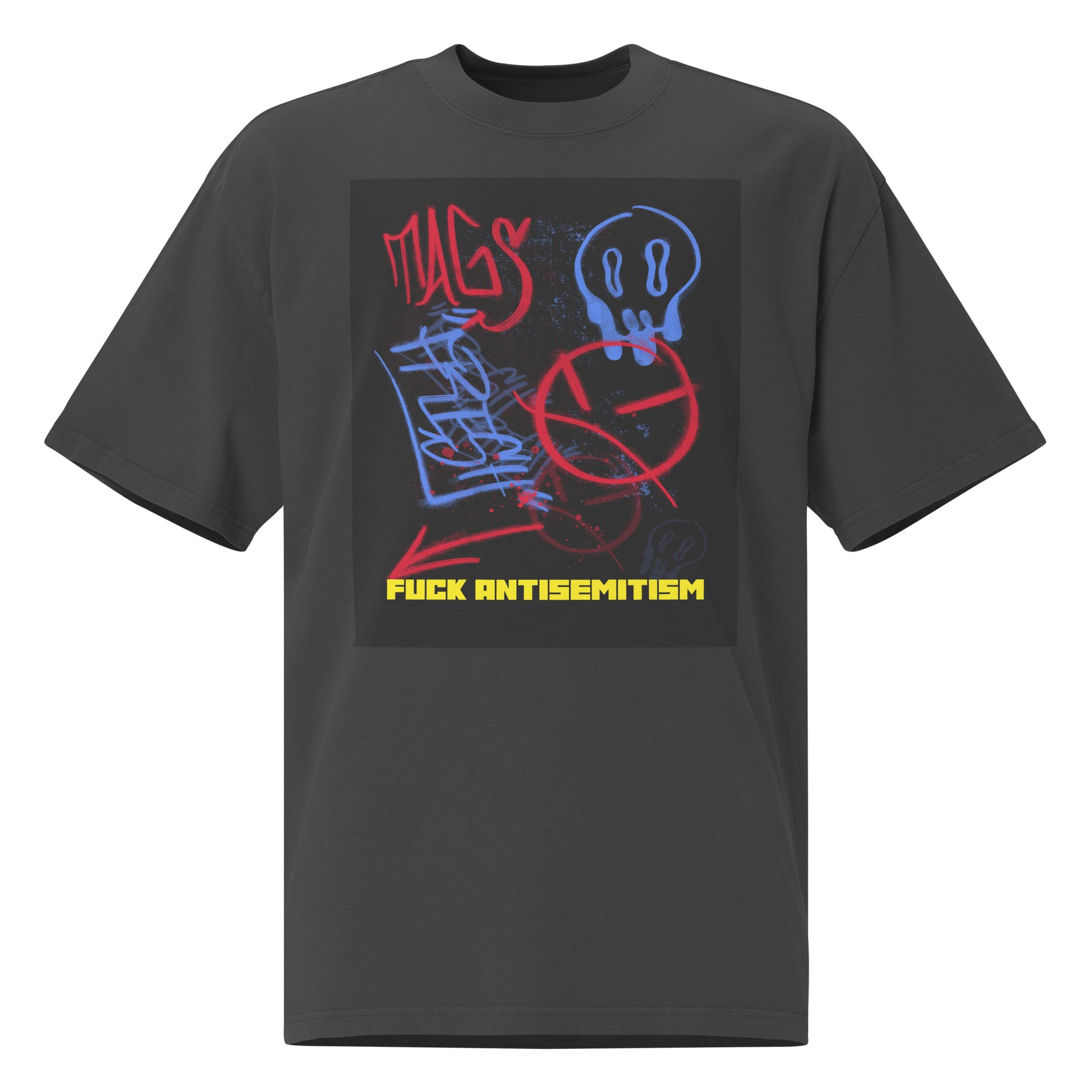 Fuck Antisemitism Graffiti | No Antisemitism | Unisex Oversized Faded T-Shirt