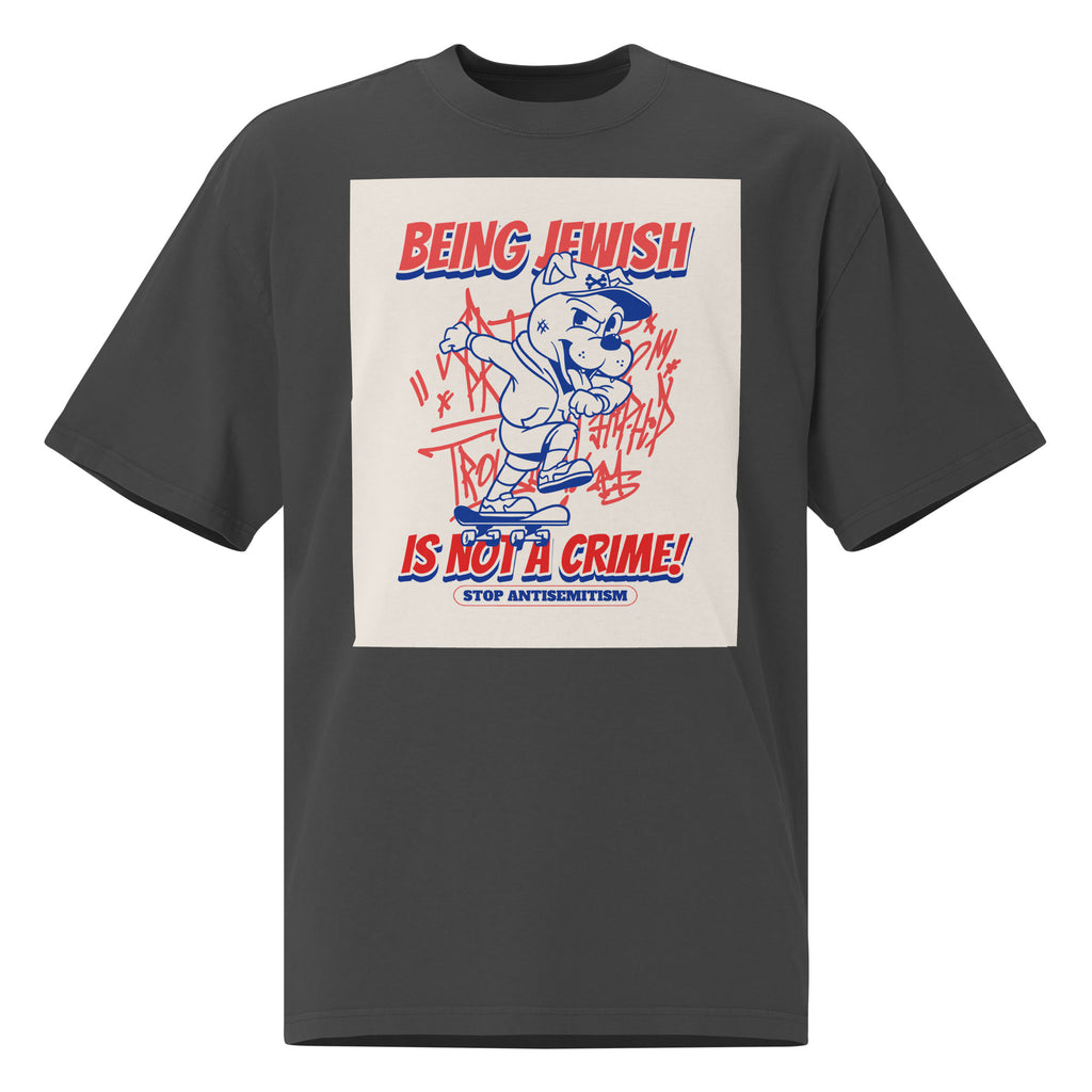 Streetart Graffiti Cartoon | Antisemitism | Unisex Oversized Faded T-Shirt