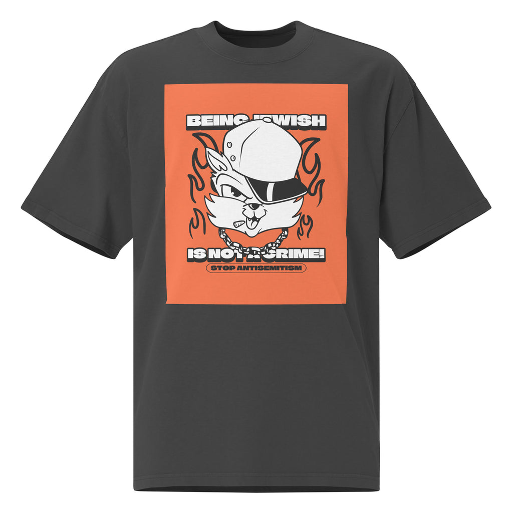 Streetart Graffiti Cartoon | Antisemitism | Unisex Oversized Faded T-Shirt