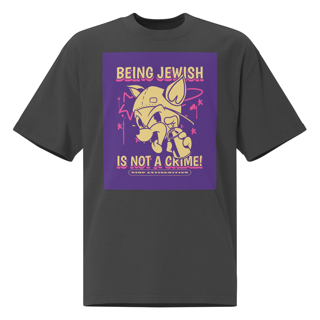 Streetart Graffiti Cartoon | Antisemitism | Unisex Oversized Faded T-Shirt