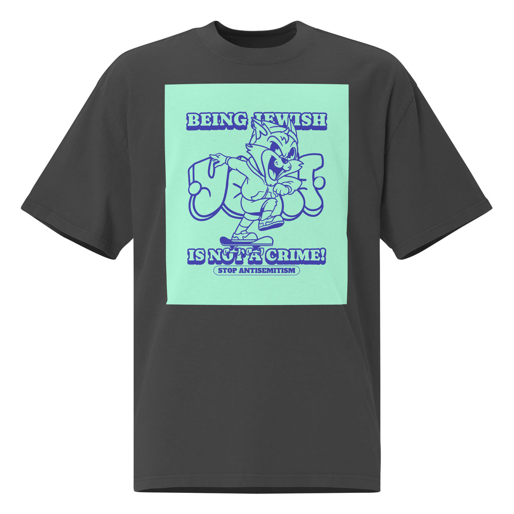 Streetart Graffiti Cartoon | Antisemitism | Unisex Oversized Faded T-Shirt