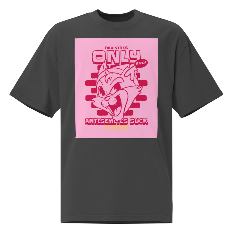 Streetart Graffiti Cartoon | Antisemitism | Unisex Oversized Faded T-Shirt