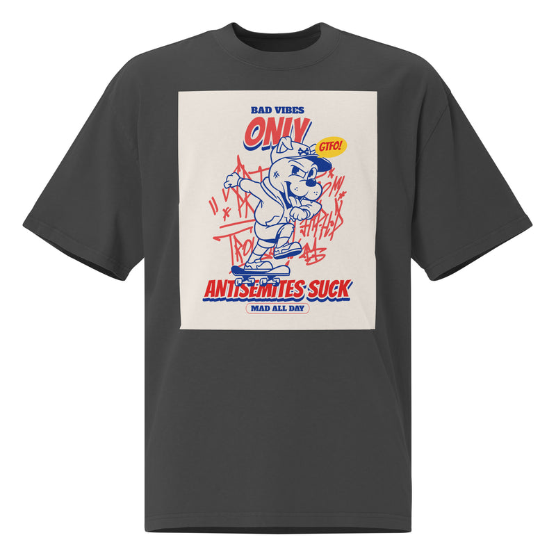 Streetart Graffiti Cartoon | Antisemitism | Unisex Oversized Faded T-Shirt