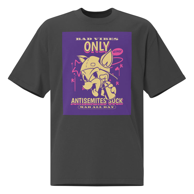 Streetart Graffiti Cartoon | Antisemitism | Unisex Oversized Faded T-Shirt