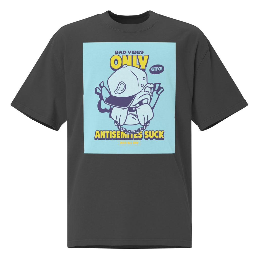 Streetart Graffiti Cartoon | Antisemitism | Unisex Oversized Faded T-Shirt