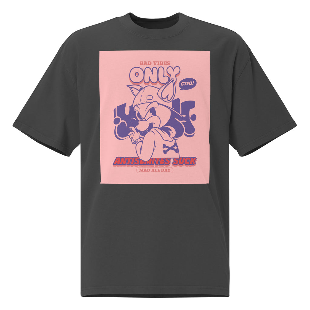 Streetart Graffiti Cartoon | Antisemitism | Unisex Oversized Faded T-Shirt