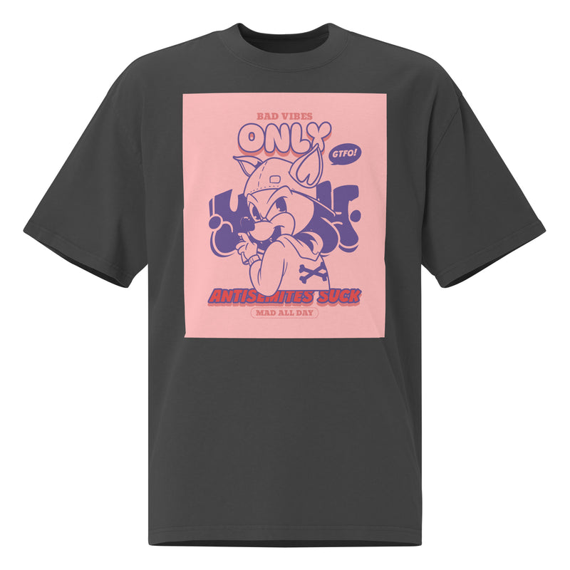 Streetart Graffiti Cartoon | Antisemitism | Unisex Oversized Faded T-Shirt