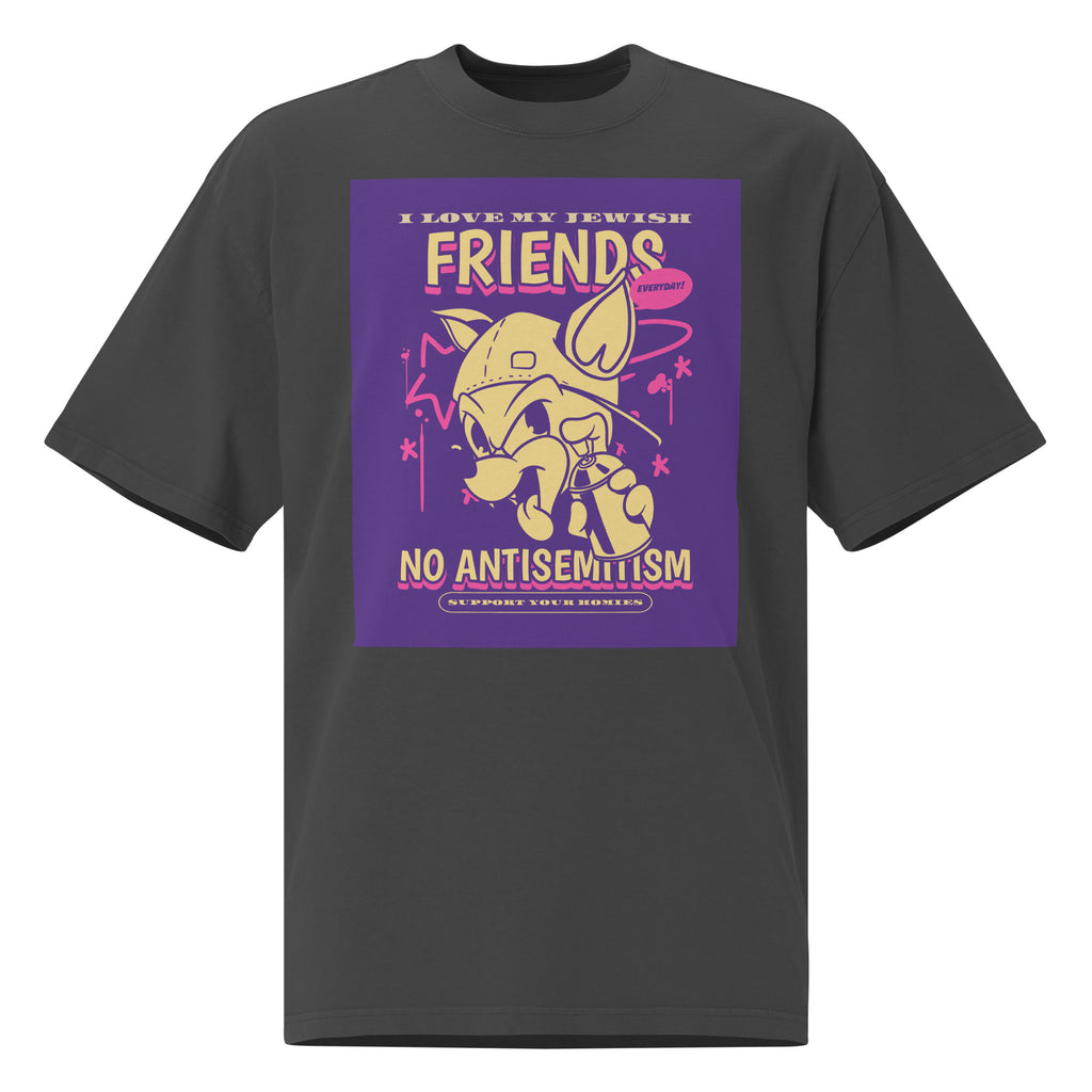 Streetart Graffiti Cartoon | Antisemitism | Unisex Oversized Faded T-Shirt