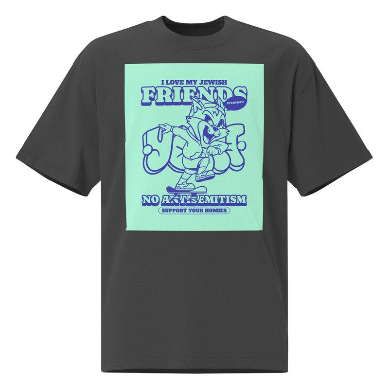 Streetart Graffiti Cartoon | Antisemitism | Unisex Oversized Faded T-Shirt