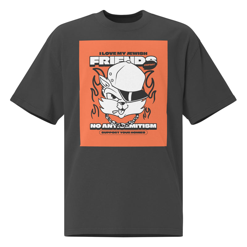 Streetart Graffiti Cartoon | Antisemitism | Unisex Oversized Faded T-Shirt