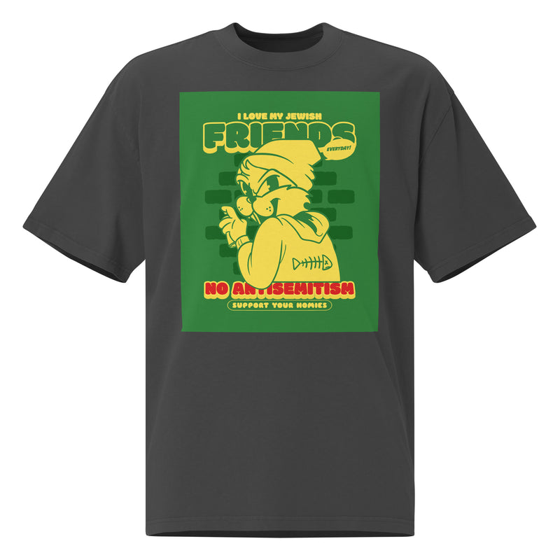 Streetart Graffiti Cartoon | Antisemitism | Unisex Oversized Faded T-Shirt