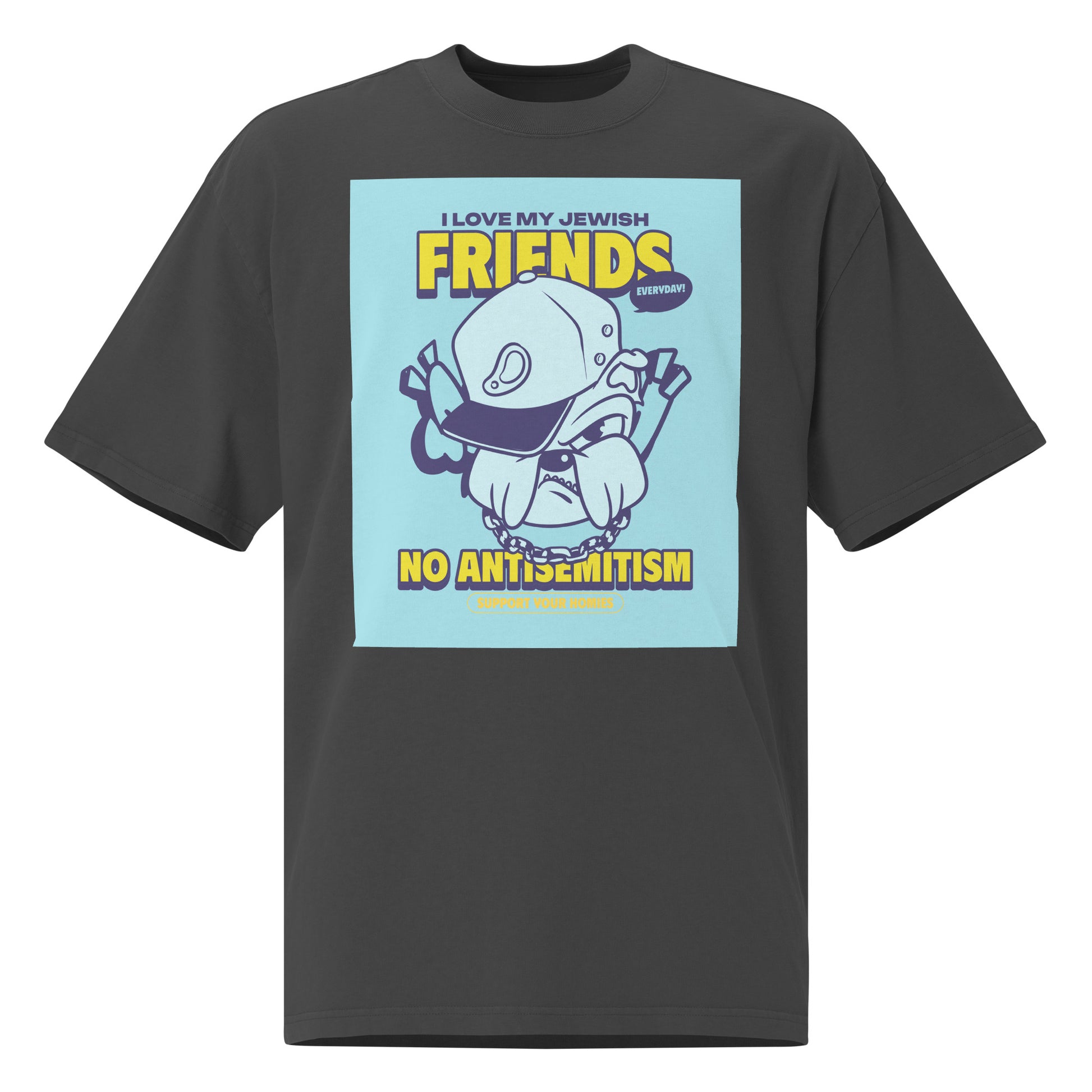 Streetart Graffiti Cartoon | Antisemitism | Unisex Oversized Faded T-Shirt