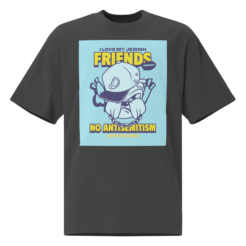 Streetart Graffiti Cartoon | Antisemitism | Unisex Oversized Faded T-Shirt