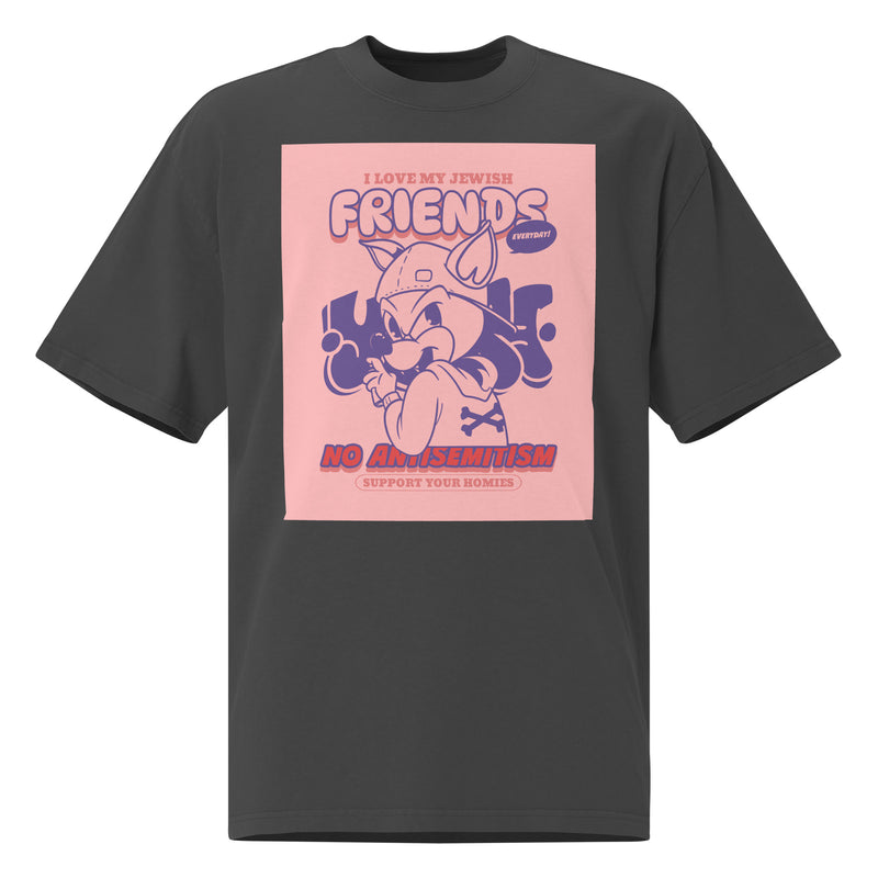 Streetart Graffiti Cartoon | Antisemitism | Unisex Oversized Faded T-Shirt