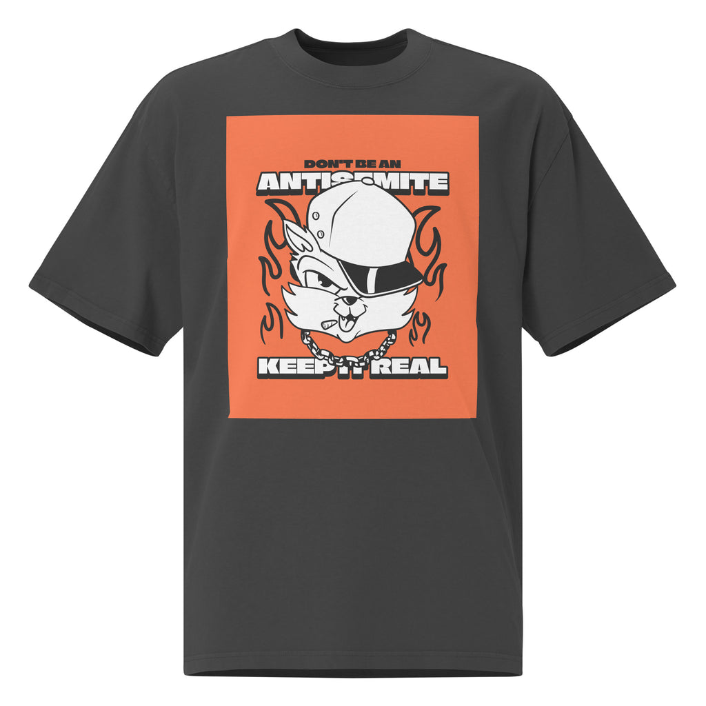 Streetart Graffiti Cartoon | Antisemitism | Unisex Oversized Faded T-Shirt