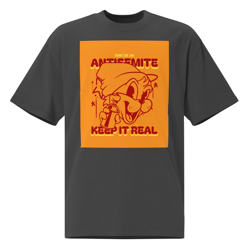 Streetart Graffiti Cartoon | Antisemitism | Unisex Oversized Faded T-Shirt