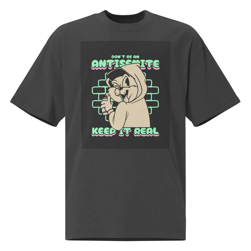 Streetart Graffiti Cartoon | Antisemitism | Unisex Oversized Faded T-Shirt