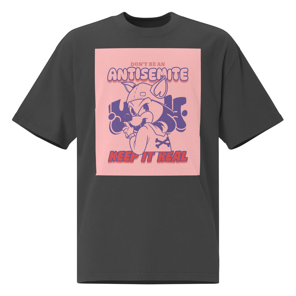 Streetart Graffiti Cartoon | Antisemitism | Unisex Oversized Faded T-Shirt