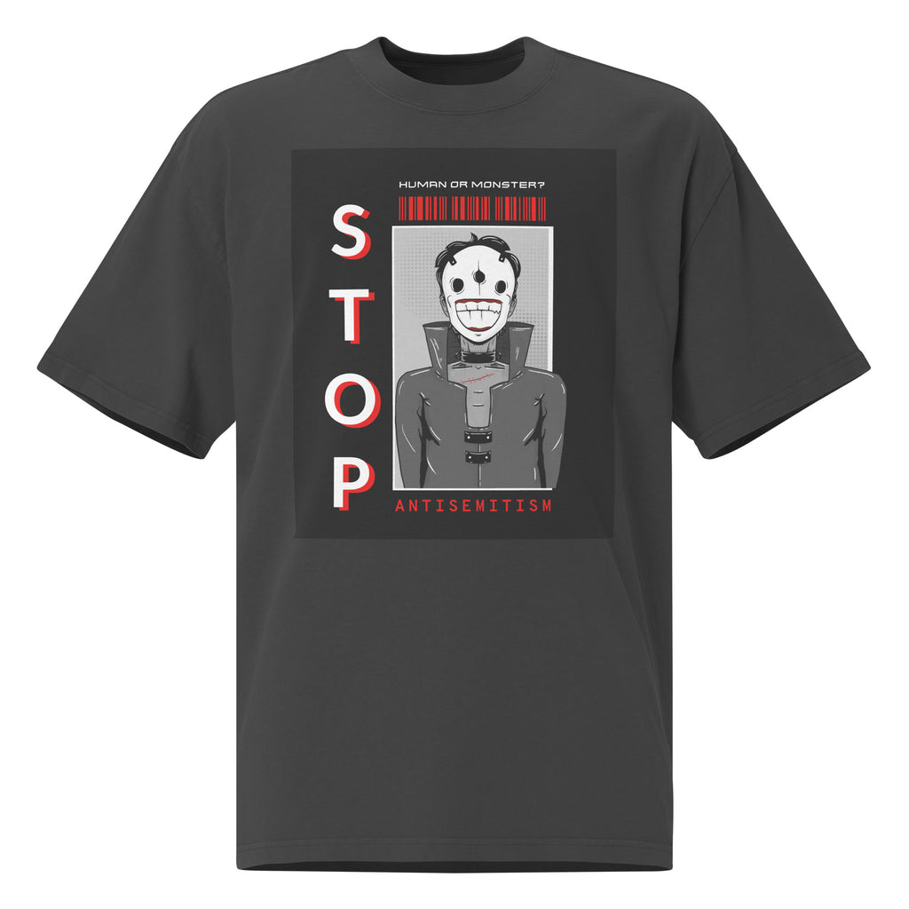 Human Or Monster | Antisemitism | Unisex Oversized Faded T-Shirt