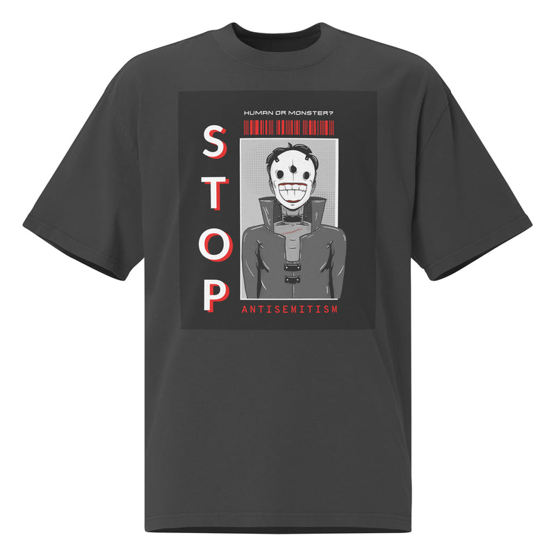 Human Or Monster | Antisemitism | Unisex Oversized Faded T-Shirt