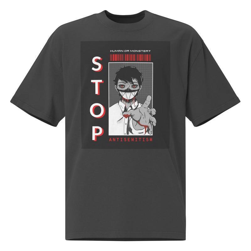 Human Or Monster | Antisemitism | Unisex Oversized Faded T-Shirt