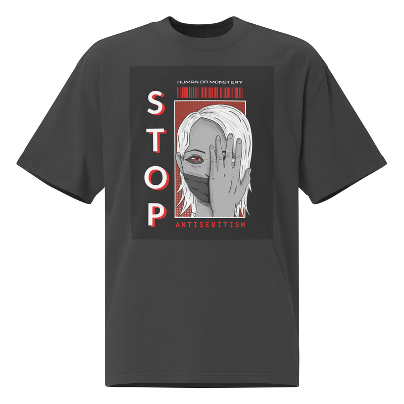 Human Or Monster | Antisemitism | Unisex Oversized Faded T-Shirt