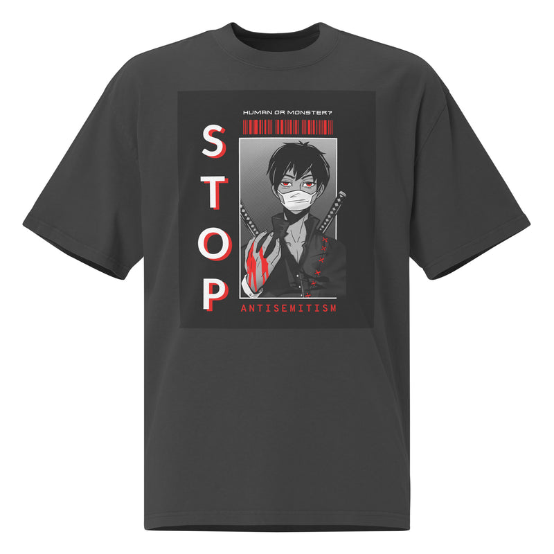 Human Or Monster | Antisemitism | Unisex Oversized Faded T-Shirt