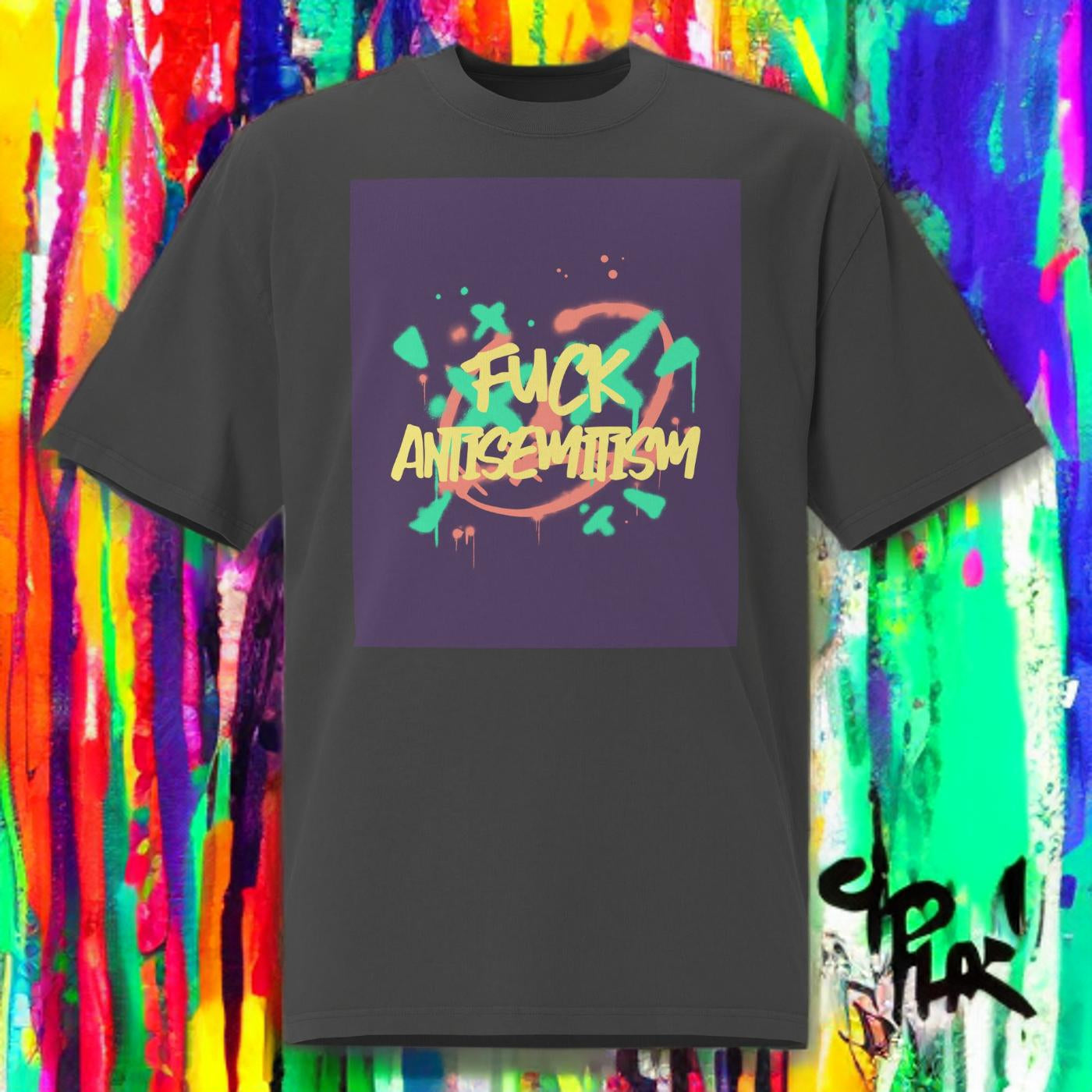 Fuck Antisemitism Graffiti | No Antisemitism | Unisex Oversized Faded T-Shirt