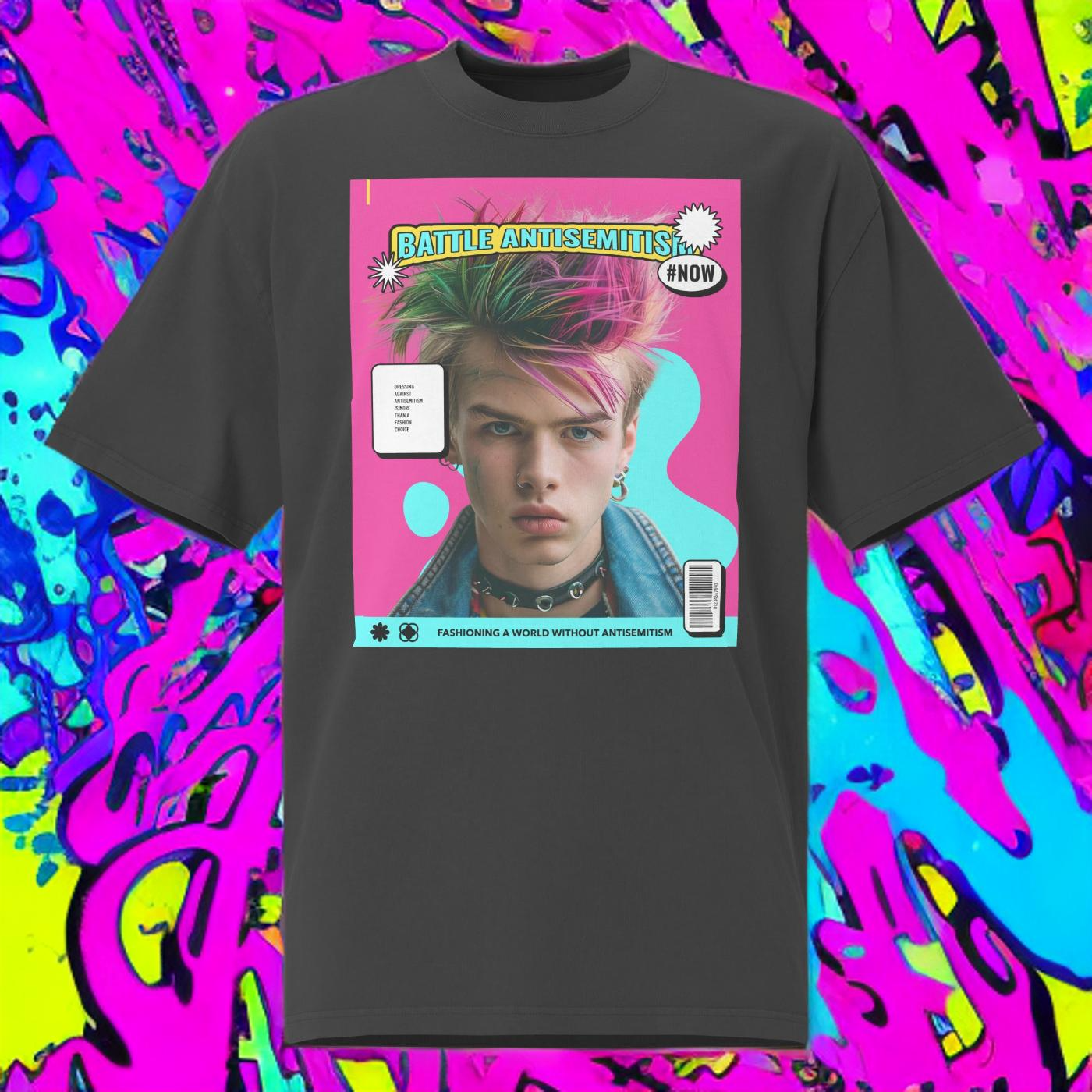 80's Fashion Trend | Battle Antisemitism  | Unisex Oversized Faded T-Shirt