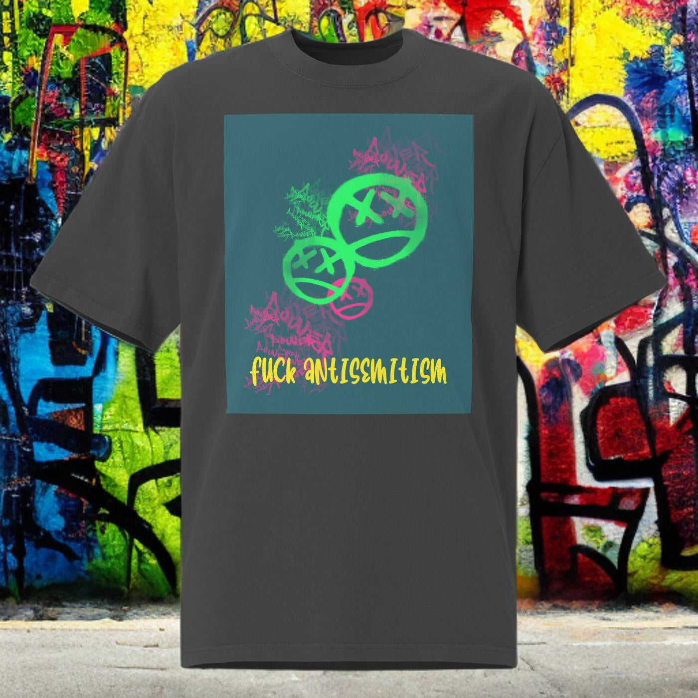 Fuck Antisemitism Graffiti | No Antisemitism | Unisex Oversized Faded T-Shirt