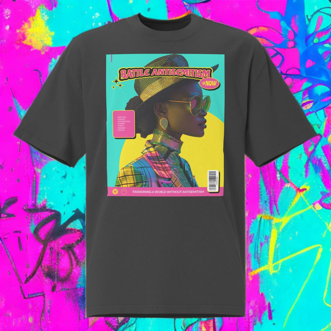 80's Fashion Trend | Battle Antisemitism  | Unisex Oversized Faded T-Shirt