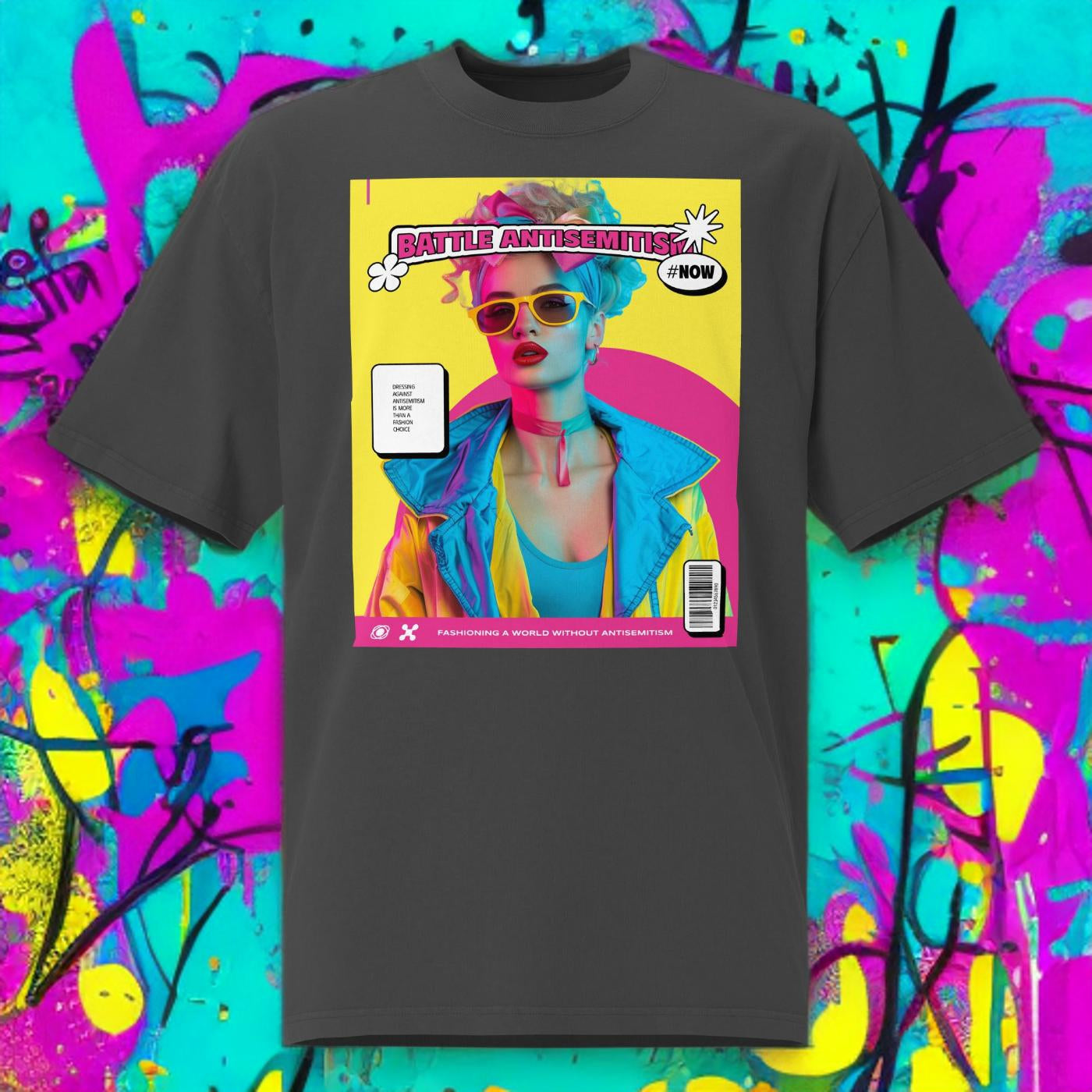 80's Fashion Trend | Battle Antisemitism  | Unisex Oversized Faded T-Shirt