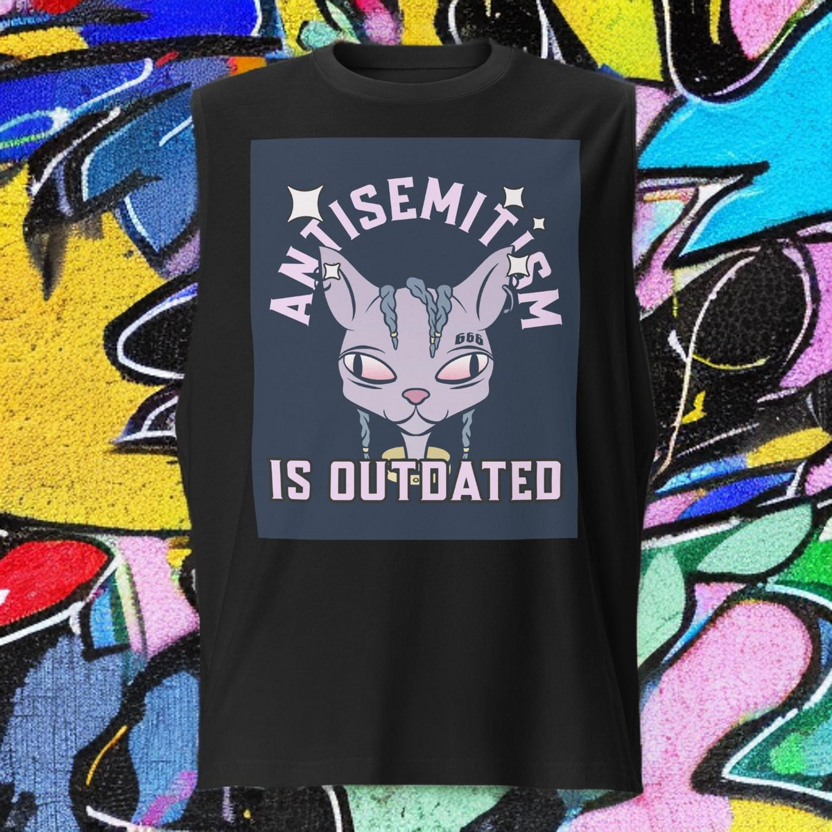 Cool Cat | Antisemitism Is Outdated | Unisex Muscle Tank Top Jouparty