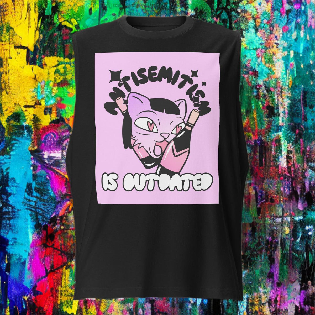 Cool Cat | Antisemitism Is Outdated | Unisex Muscle Tank Top Jouparty